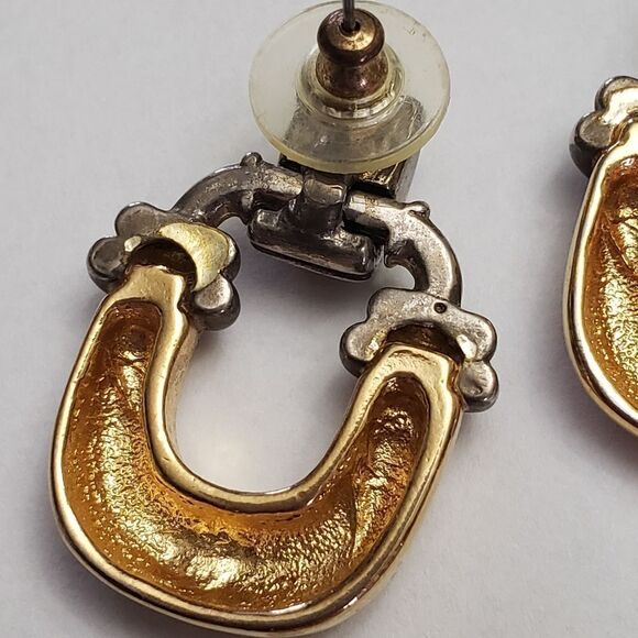 VINTAGE Mixed Metals Pierced Earrings - Picture 5 of 8